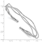 Leslie's Sterling Silver Rh-plated Polished and Textured Wavy Cuff Bracelet - Image 3