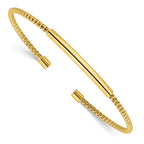 Leslie's Sterling Silver Gold-plated Polished and Textured Cuff Bracelet