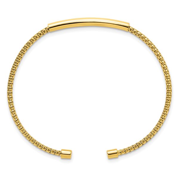 Leslie's Sterling Silver Gold-plated Polished and Textured Cuff Bracelet - Image 2