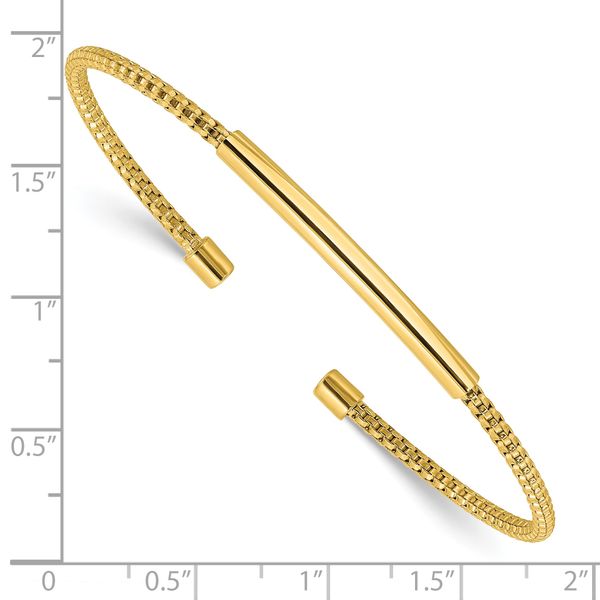 Leslie's Sterling Silver Gold-plated Polished and Textured Cuff Bracelet - Image 3