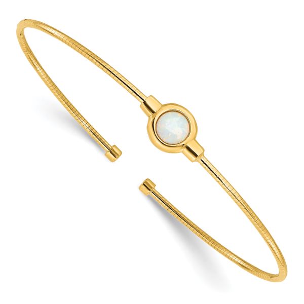 Leslie's Sterling Silver Gold-plated Polished Opal Cuff Bracelet