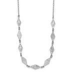 Leslie's SS Rh-plated Polished and Scratch Finish with 1in ext. Necklace