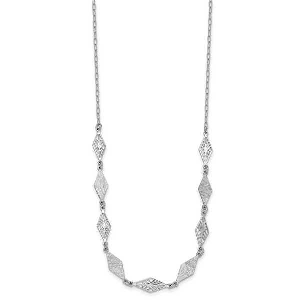 Leslie's SS Rh-plated Polished and Scratch Finish with 1in ext. Necklace - Image 2