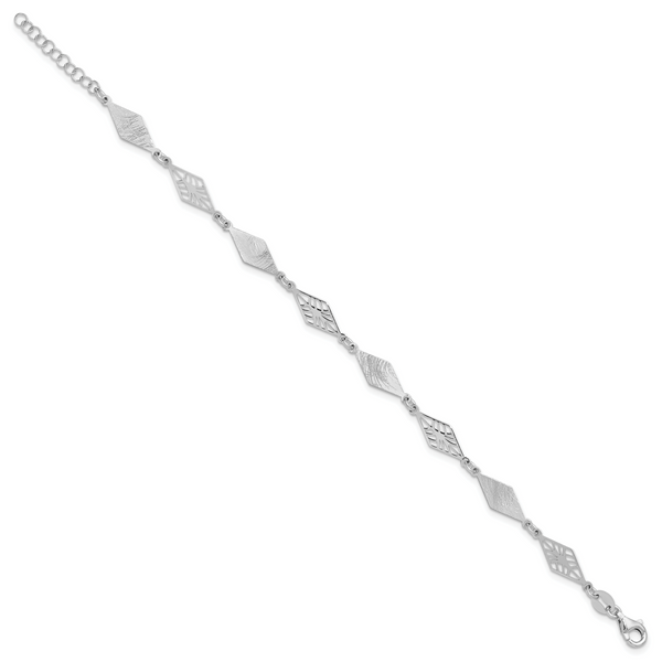 Leslie's SS Rh-plated Polished and Scratch Finish with 1in ext. Bracelet - Image 2