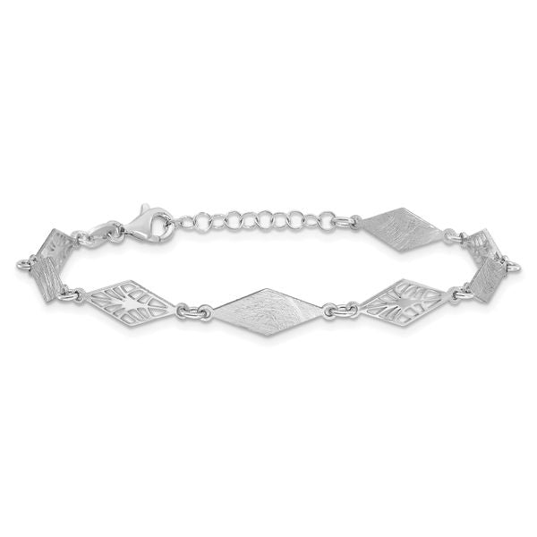 Leslie's SS Rh-plated Polished and Scratch Finish with 1in ext. Bracelet - Image 3