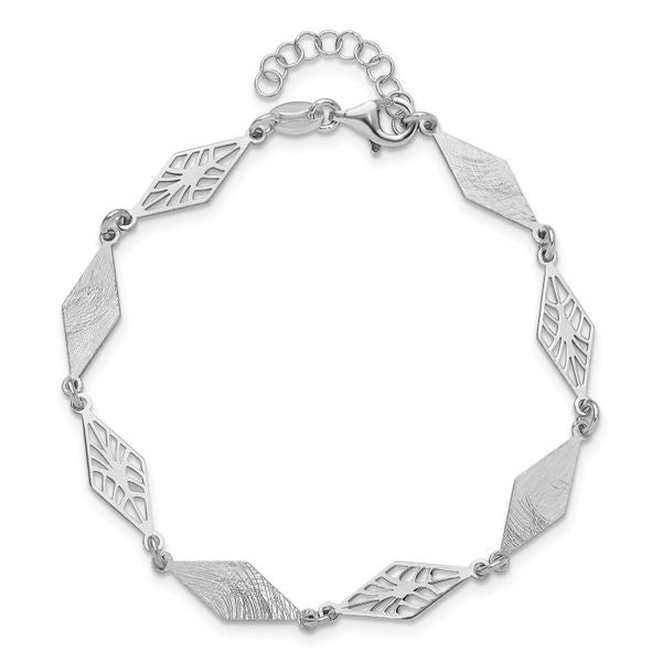 Leslie's SS Rh-plated Polished and Scratch Finish with 1in ext. Bracelet - Image 4