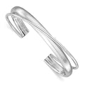 Leslie's Sterling Silver Rhodium-plated Satin Polished Criss Cross Cuff Ban