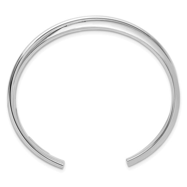 Leslie's Sterling Silver Rhodium-plated Satin Polished Criss Cross Cuff Ban - Image 2