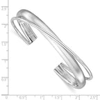 Leslie's Sterling Silver Rhodium-plated Satin Polished Criss Cross Cuff Ban - Image 3