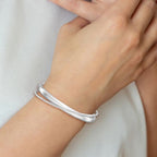 Leslie's Sterling Silver Rhodium-plated Satin Polished Criss Cross Cuff Ban - Image 4