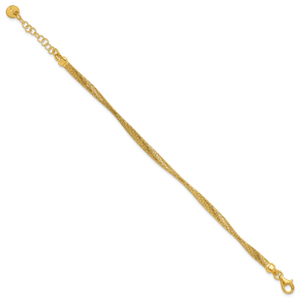 Leslie's Sterling Silver Gold-pl Twist Texture Wrapped w/1in ext. Bracelet - Image 2