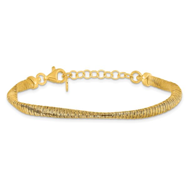 Leslie's Sterling Silver Gold-pl Twist Texture Wrapped w/1in ext. Bracelet - Image 3