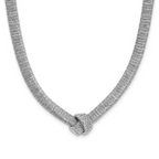 Leslie's Sterling Silver Rhod-plat Texture Wrapped Knot w/2in ext. Necklace
