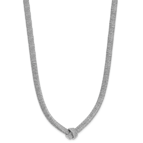 Leslie's Sterling Silver Rhod-plat Texture Wrapped Knot w/2in ext. Necklace - Image 2