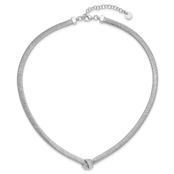 Leslie's Sterling Silver Rhod-plat Texture Wrapped Knot w/2in ext. Necklace - Image 4