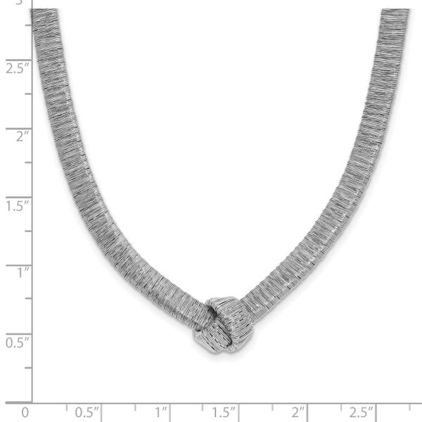 Leslie's Sterling Silver Rhod-plat Texture Wrapped Knot w/2in ext. Necklace - Image 5