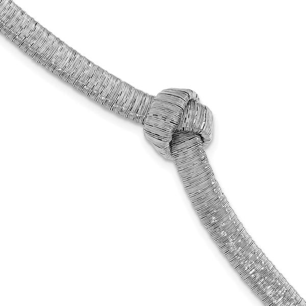 Leslie's Sterling Silver Rh-plate Texture Wrapped Knot w/1in ext. Bracelet