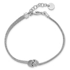 Leslie's Sterling Silver Rh-plate Texture Wrapped Knot w/1in ext. Bracelet - Image 4