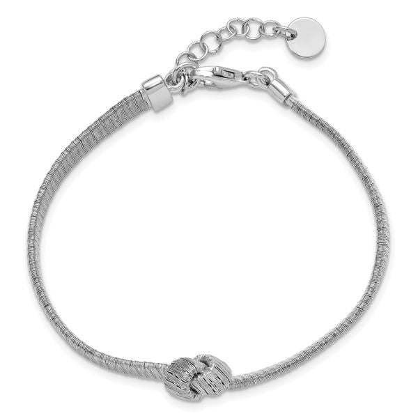 Leslie's Sterling Silver Rh-plate Texture Wrapped Knot w/1in ext. Bracelet - Image 4
