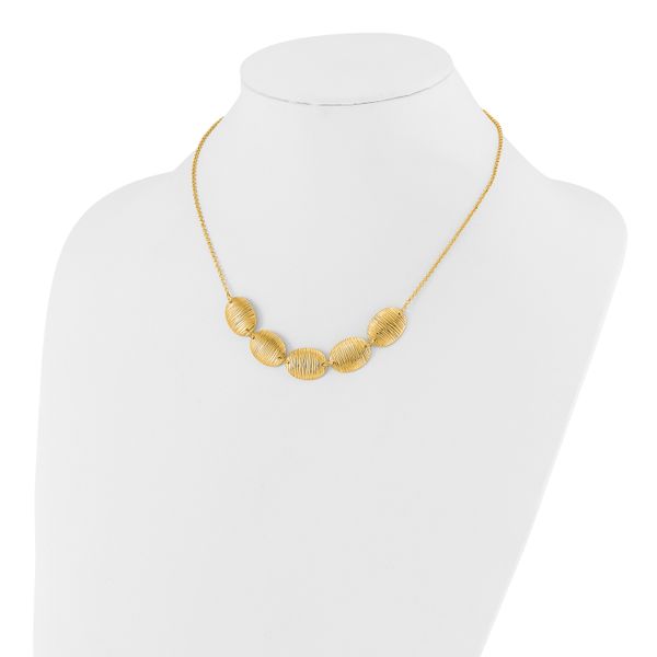 Leslie's Sterling Silver Gold-tone Textured Ovals w/ 2in ext. Necklace - Image 3