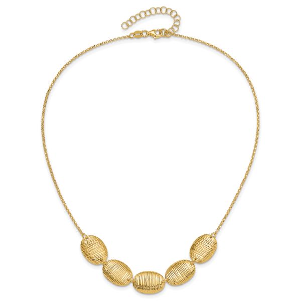 Leslie's Sterling Silver Gold-tone Textured Ovals w/ 2in ext. Necklace - Image 4