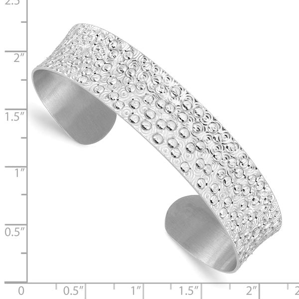 Leslie's Sterling Silver Rhodium-plated Textured Bangle - Image 3