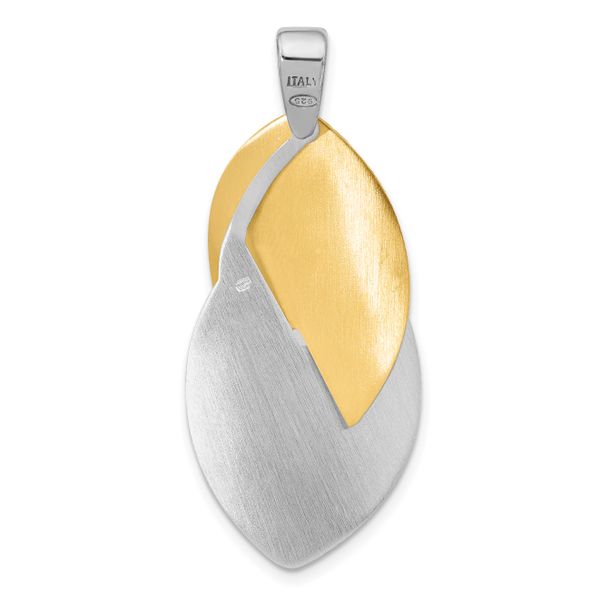 Leslie's SS Rhodium and Gold-tone Polished and Textured Pendant - Image 3