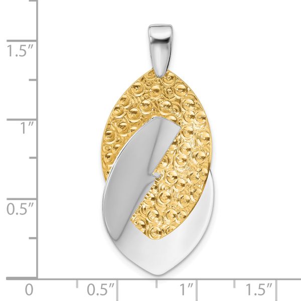 Leslie's SS Rhodium and Gold-tone Polished and Textured Pendant - Image 4