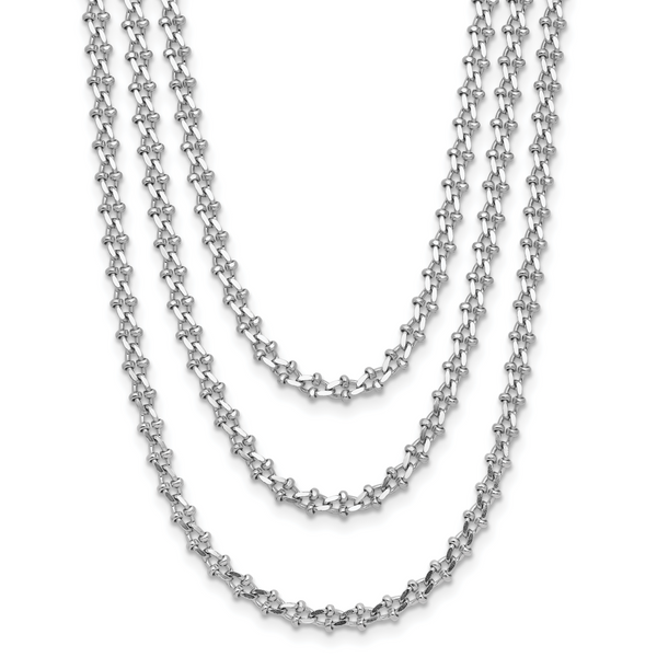 Leslie's Sterling Silver Rh-plated Polished 3-Strand w/1.5in ext. Necklace