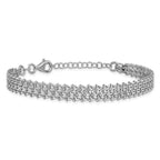 Leslie's Sterling Silver Rh-plated Polished 3-Strand w/1in ext. Bracelet - Image 3
