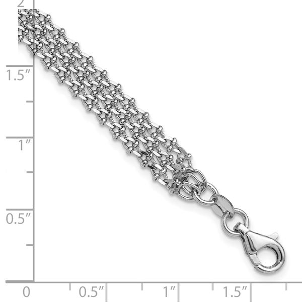 Leslie's Sterling Silver Rh-plated Polished 3-Strand w/1in ext. Bracelet - Image 5