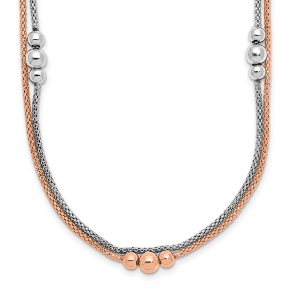 Leslie's Sterling Silver Rhodium and Rose-tone w/1.75in ext. Necklace
