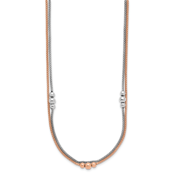 Leslie's Sterling Silver Rhodium and Rose-tone w/1.75in ext. Necklace - Image 2