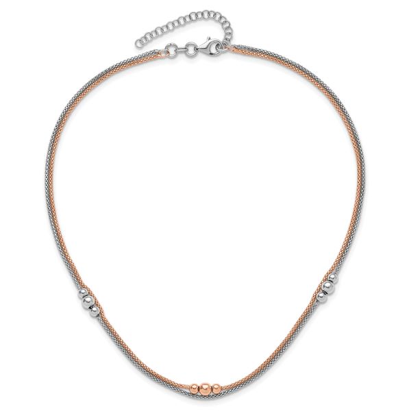 Leslie's Sterling Silver Rhodium and Rose-tone w/1.75in ext. Necklace - Image 4