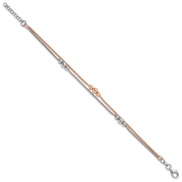 Leslie's Sterling Silver Rhodium and Rose-tone w/1in ext. Bracelet - Image 2