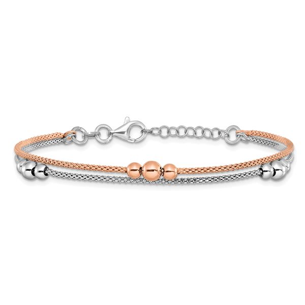 Leslie's Sterling Silver Rhodium and Rose-tone w/1in ext. Bracelet - Image 3