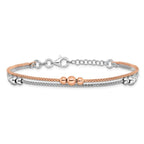 Leslie's Sterling Silver Rhodium and Rose-tone w/1in ext. Bracelet - Image 3