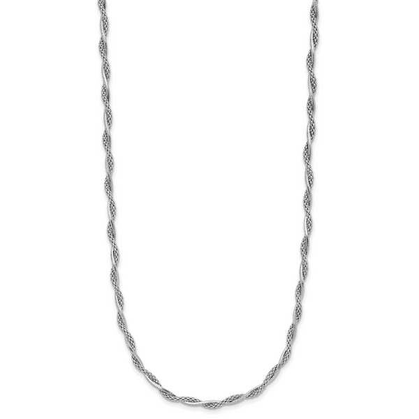 Leslie's Sterling Silver Rh-plated Polished Twisted w/2in. ext. Necklace - Image 2