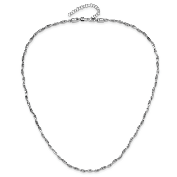 Leslie's Sterling Silver Rh-plated Polished Twisted w/2in. ext. Necklace - Image 4