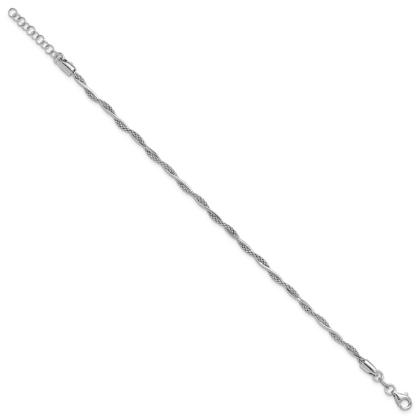 Leslie's Sterling Silver Rh-plated Polished Twisted w/1in ext. Bracelet - Image 2