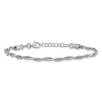 Leslie's Sterling Silver Rh-plated Polished Twisted w/1in ext. Bracelet - Image 3