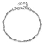 Leslie's Sterling Silver Rh-plated Polished Twisted w/1in ext. Bracelet - Image 4