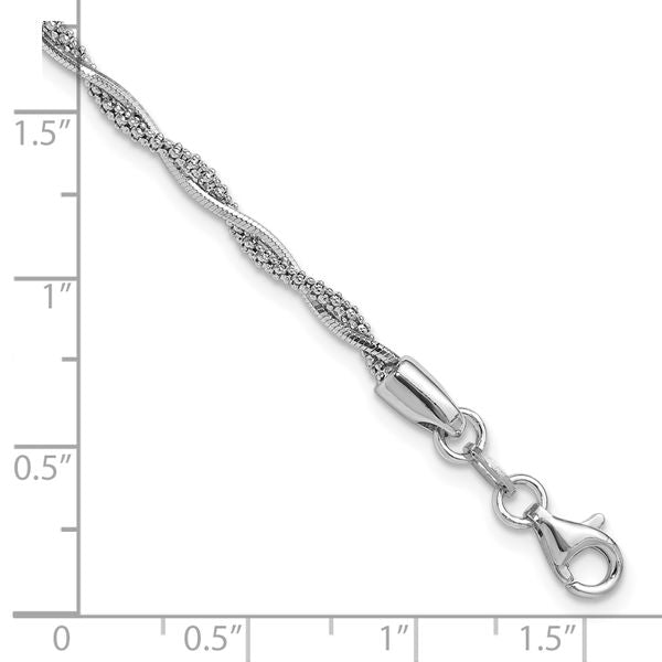 Leslie's Sterling Silver Rh-plated Polished Twisted w/1in ext. Bracelet - Image 5