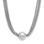 Leslie's Sterling Silver RH-plate Polished 3-Strand Bead w/2in ext. Necklac