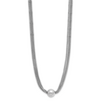 Leslie's Sterling Silver RH-plate Polished 3-Strand Bead w/2in ext. Necklac - Image 2