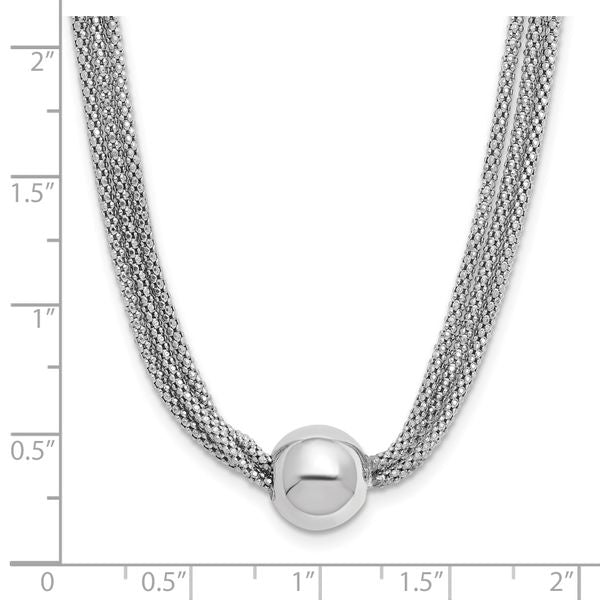 Leslie's Sterling Silver RH-plate Polished 3-Strand Bead w/2in ext. Necklac - Image 5