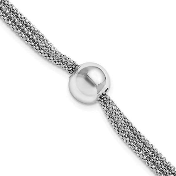 Leslie's Sterling Silver RH-plate Polished 3-Strand Bead w/2in ext. Bracele