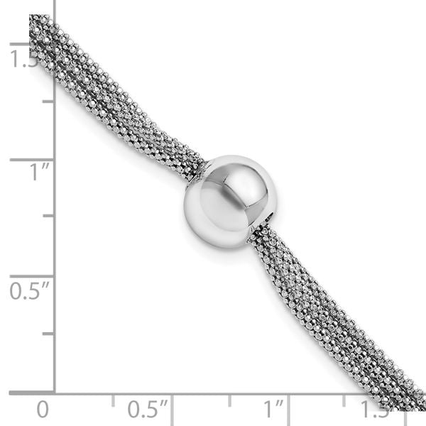 Leslie's Sterling Silver RH-plate Polished 3-Strand Bead w/2in ext. Bracele - Image 5