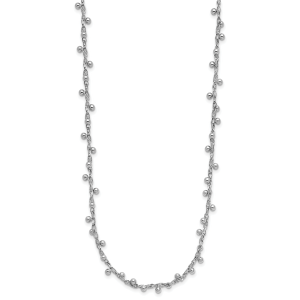 Leslie's Sterling Silver Rhod-plated Polished Beaded w/3in ext. Necklace - Image 2