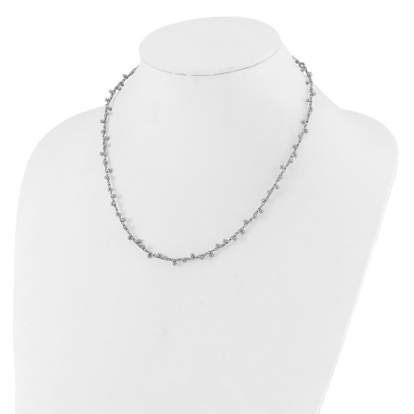 Leslie's Sterling Silver Rhod-plated Polished Beaded w/3in ext. Necklace - Image 3